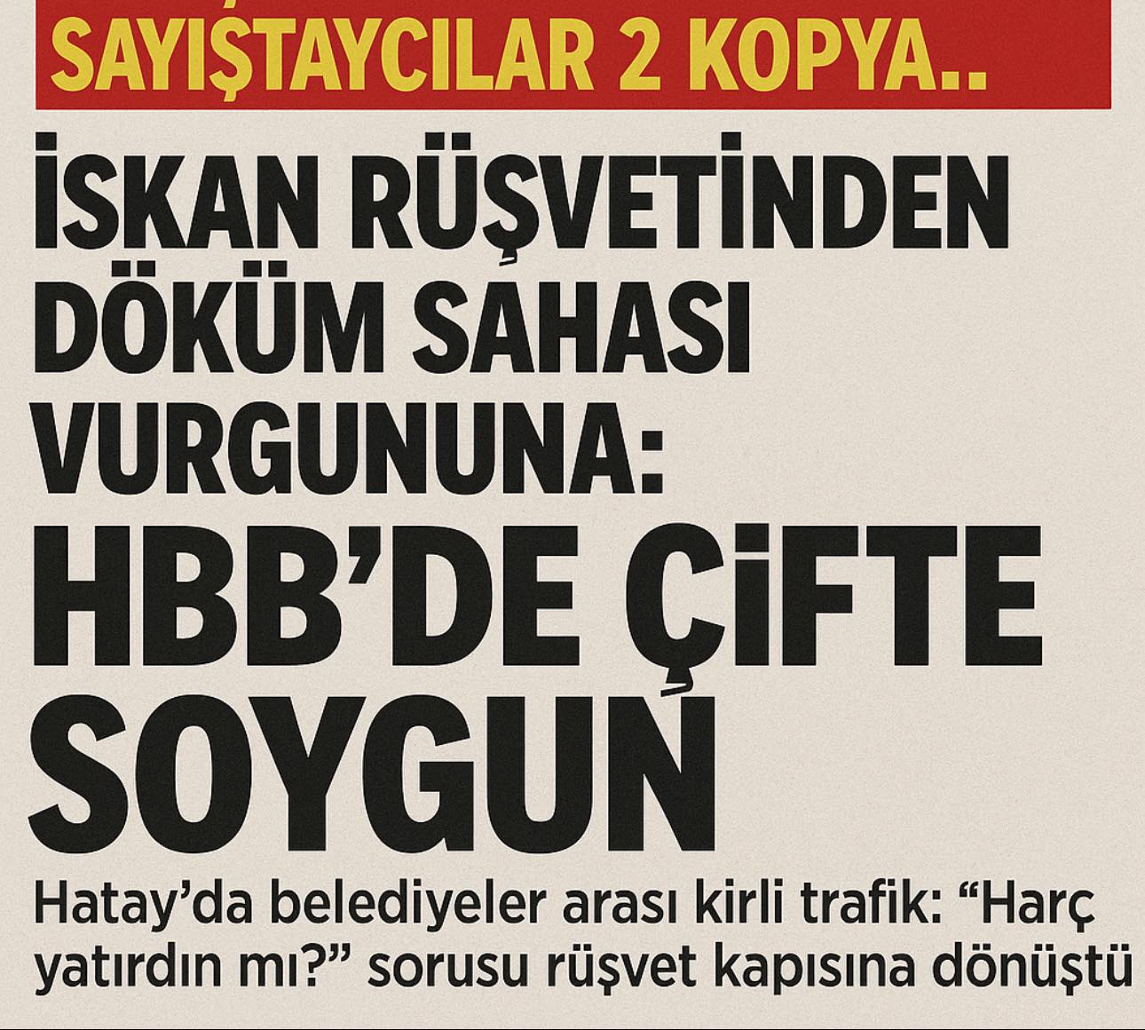 İSKAN RÜŞVETİNDEN DÖKÜM SAHASI VURGUNUNA: HBB’DE ÇİFTE SOYGUN